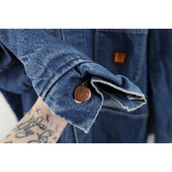 Vintage 70s Big Ben Mens 48 Distressed Blanket Lined Denim Chore Barn Jacket USA - Picture 12 of 16